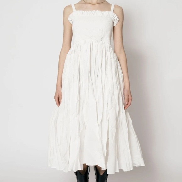 ASOS Design White Tiered Smocked Midi Dress Size 4 - Picture 2 of 7